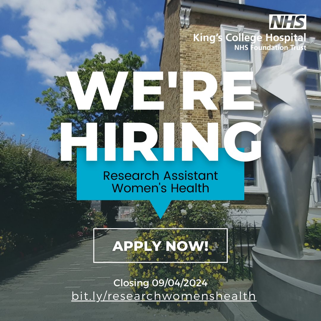 Want to join our rapidly growing research team? We manage a large and varied portfolio of maternity, gynaecology, urogynaecology, fertility and fetal medicine studies. If you are looking for a Band 4 opportunity to flex your research skills, apply now! bit.ly/researchwomens…