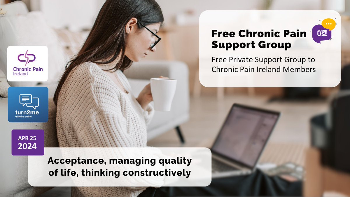🌱🧠👩🏻‍💻Feel like it's hard to talk to people about your pain and what you are struggling with? Consider joining our anonymous online interactive text/chat support meeting with @Turn2me 💡Learn more: chronicpain.ie/event/chronic-… #chronicpain #mentalhealth #mentalhealthsupport