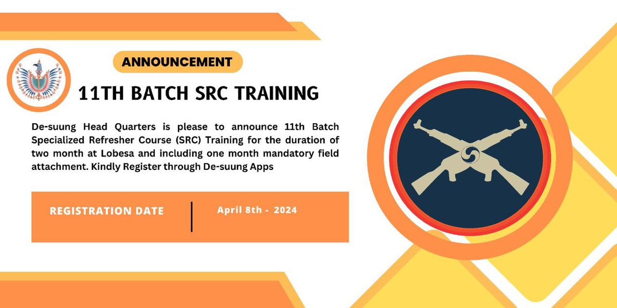 Inviting De-Suup nyamros, including executives, to consider taking part in the upcoming SRC training. I make this announcement in my capacity as the Coordinator for the SRC Program.