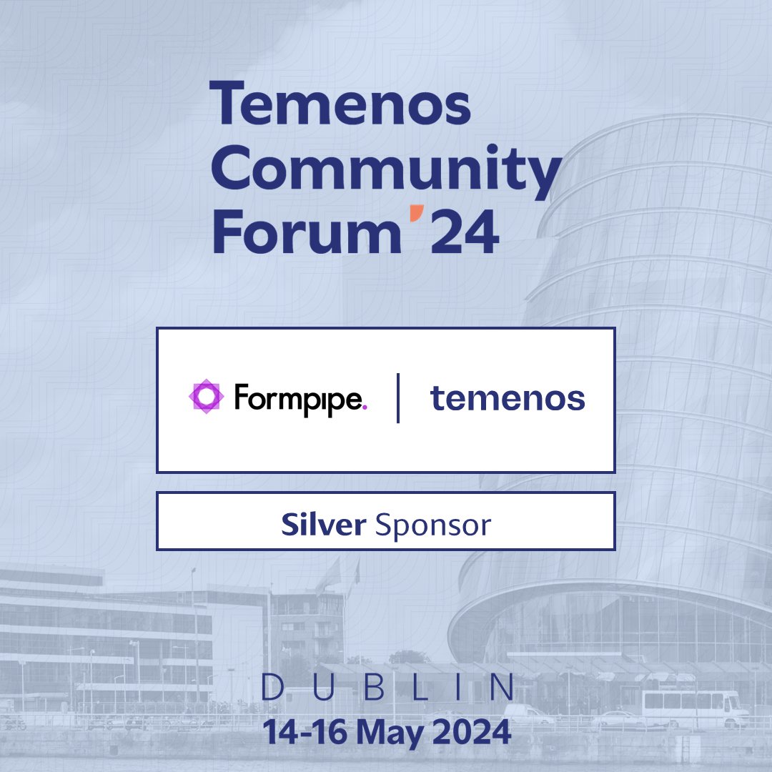 Formpipe's tweet image. We&apos;re excited to share that we&apos;re a Silver Sponsor at @Temenos Community Forum 2024! 

We look forward to connecting with partners &amp;amp; customers and showcasing our comprehensive banking solutions. 

See you in Dublin on May 14–16! 

#Formpipe #Temenos #TCF2024