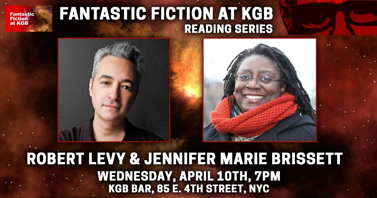 Next Wednesday at our Fantastic Fiction at KGB reading series, join us with @therobertlevy & @jennbrissett , Wed April 10th, 7pm at the KGB Bar. Come one, come all! @EllenDatlow