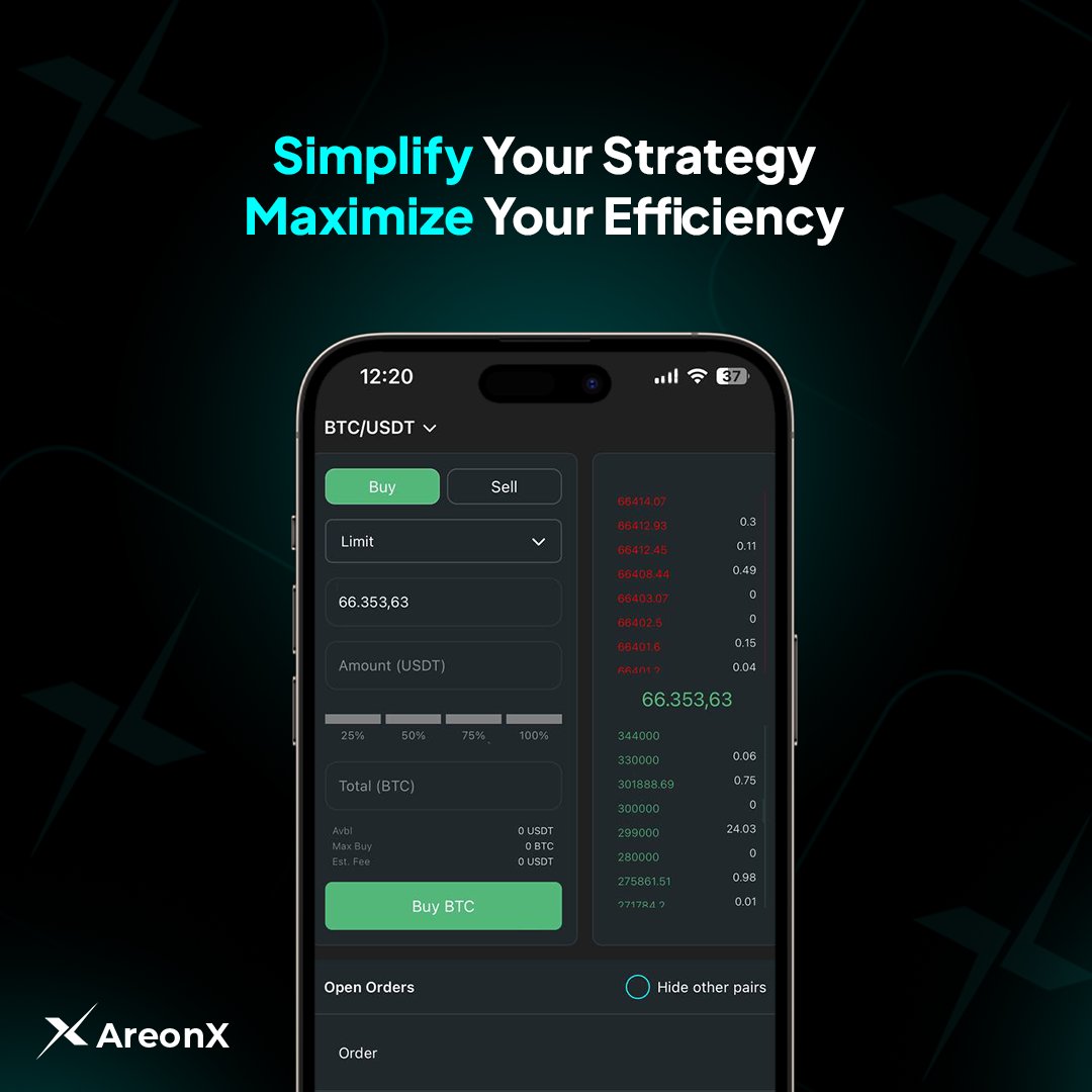 Discover the convenience of Limit Orders on #AreonX! 🌟 Easily specify your trade price and duration. 🌟 Your trades will execute automatically, aligning with your set parameters. 🌟 Relax and let the system work for you – constant monitoring isn't necessary. #WeAreOn