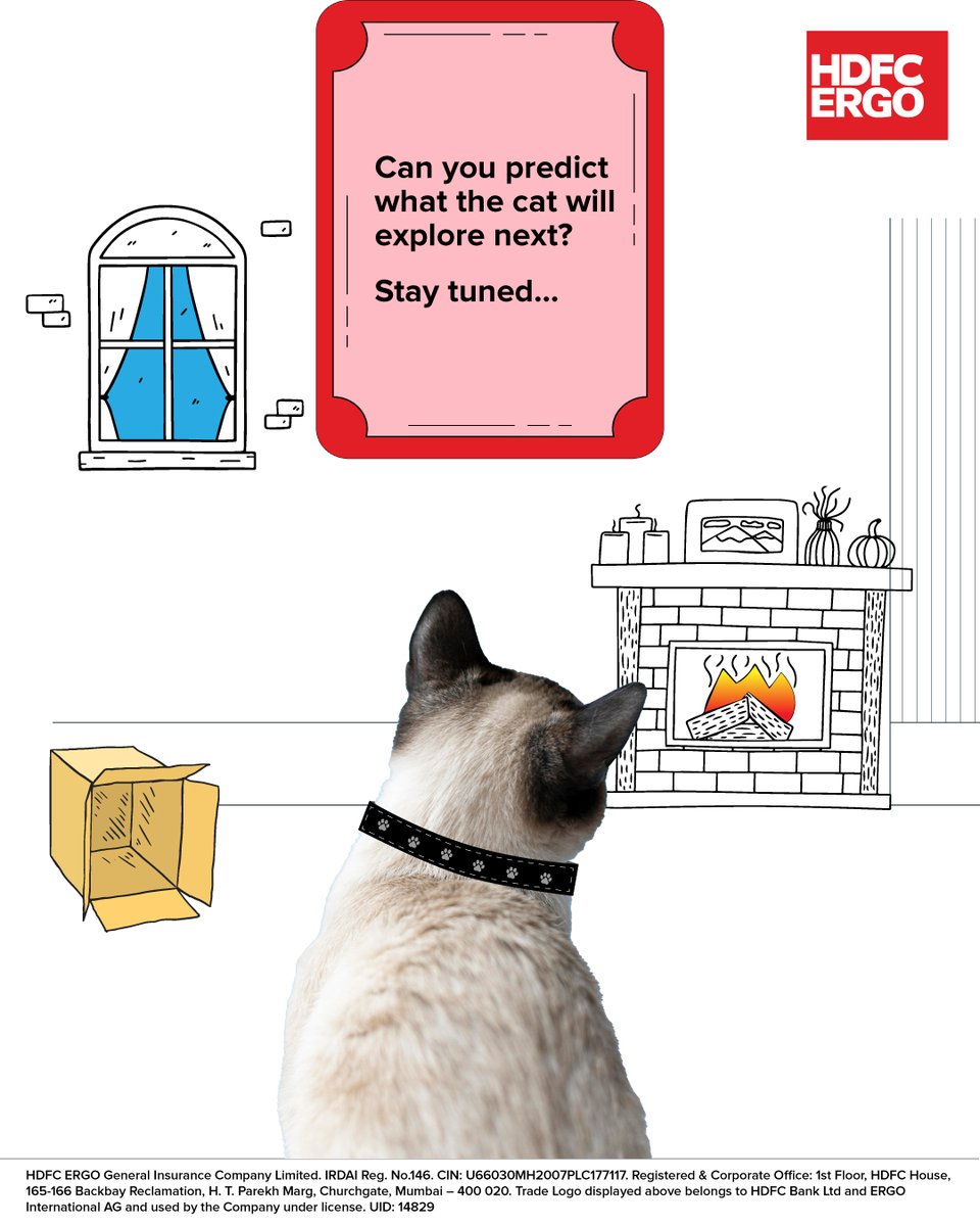 Do you know what the cat has on her mind?​ Give us your prediction in the comments below.​ #HDFCERGO #StayTuned