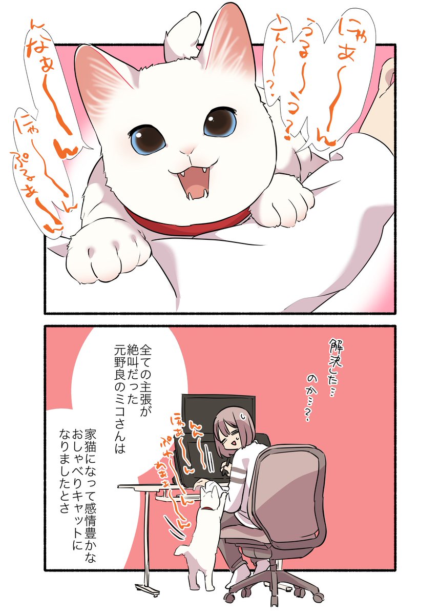 クソデカボイスのダミ声猫が絶叫をやめるまで
(2/2)
#漫画が読めるハッシュタグ
#愛されたがりの白猫ミコさん 