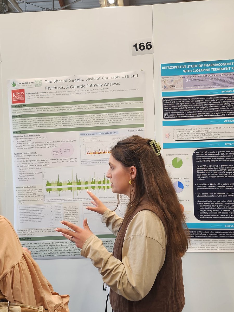 @SGDPCentreKCL Isabelle presenting her eork on the shared genetic basis of cannabis use disorder and Schizophrenia at the SIRS 2024 Florence