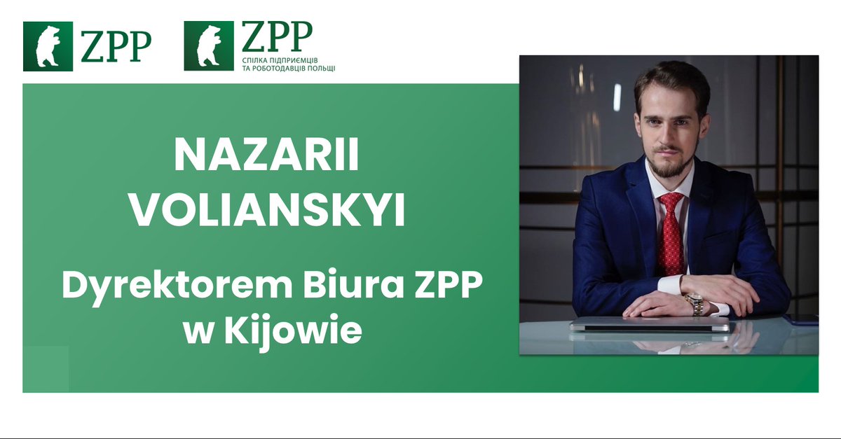 ZPPnetpl's tweet photo. 📢 @NazariiVolya  jest nowym Dyrektorem Biura ZPP w Kijowie! Witamy na pokładzie!
🏢 Zapraszamy do śledzenia najnowszych aktywności ZPP Kyiv Office👇https://t.co/0n3GkWITCa https://t.co/PKt8wAWb6g