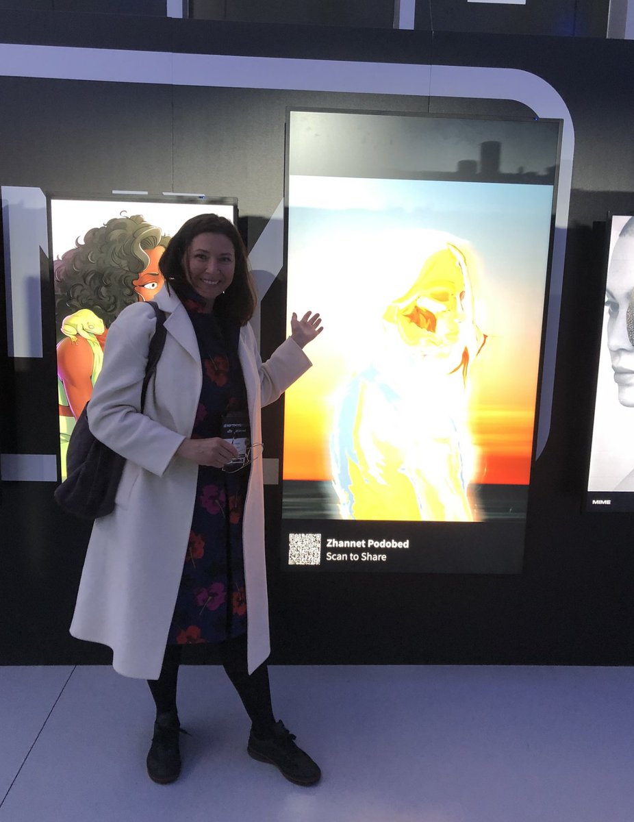 Proudly sharing that my artwork Harmony is displayed in the Rooftop Artist's Village Gallery at @NFT_NYC #NFTNYC2024 Thank you for wonderful photos queens: @maheenblues @crownandpalette @tayaferdinand @PluralityR 🧡 The artwork is available on @SuperRare link below 👇😉