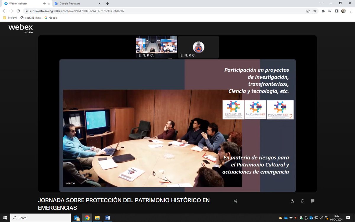 Durante la Jornada sobre protección del #patrimonio histórico en emergencias ahora es el turno de Cristina Escudero jefa #UGRECYL y experta @JCyL del proyecto #ProcultherNet #EUCivPro #CivProKnowNet