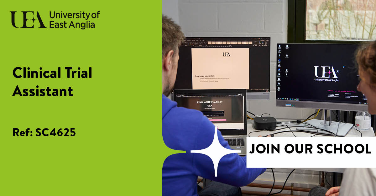 Norwich CTU (@norwichctu) on Twitter photo Looking for a career in #clinicaltrials with a <a href="/UKCTUNetwork/">UKCRC CTU Network</a>-registered academic CTU? We're #nowhiring two clinical trial assistants. If you're looking to gain experience working in a variety of prestigious research studies, these could be for you... vacancies.uea.ac.uk/vacancies/850/… Looking for a career in #clinicaltrials with a <a href="/UKCTUNetwork/">UKCRC CTU Network</a>-registered academic CTU? We're #nowhiring two clinical trial assistants. If you're looking to gain experience working in a variety of prestigious research studies, these could be for you... vacancies.uea.ac.uk/vacancies/850/…