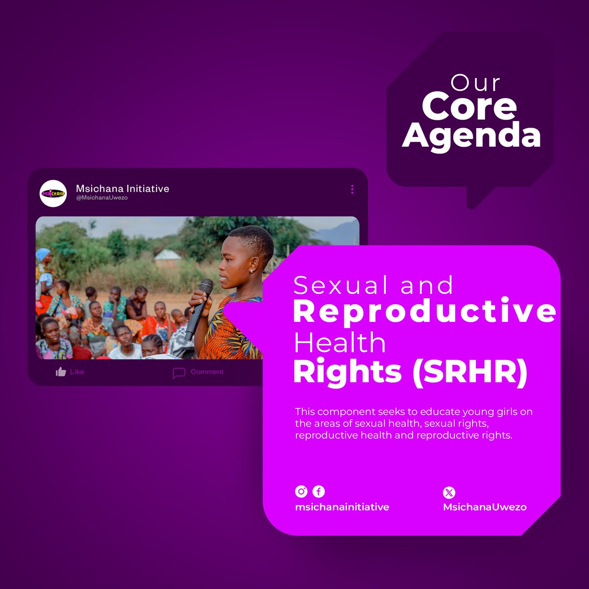 This component seeks to educate young girls on the areas of sexual health, sexual rights, reproductive health and reproductive rights.