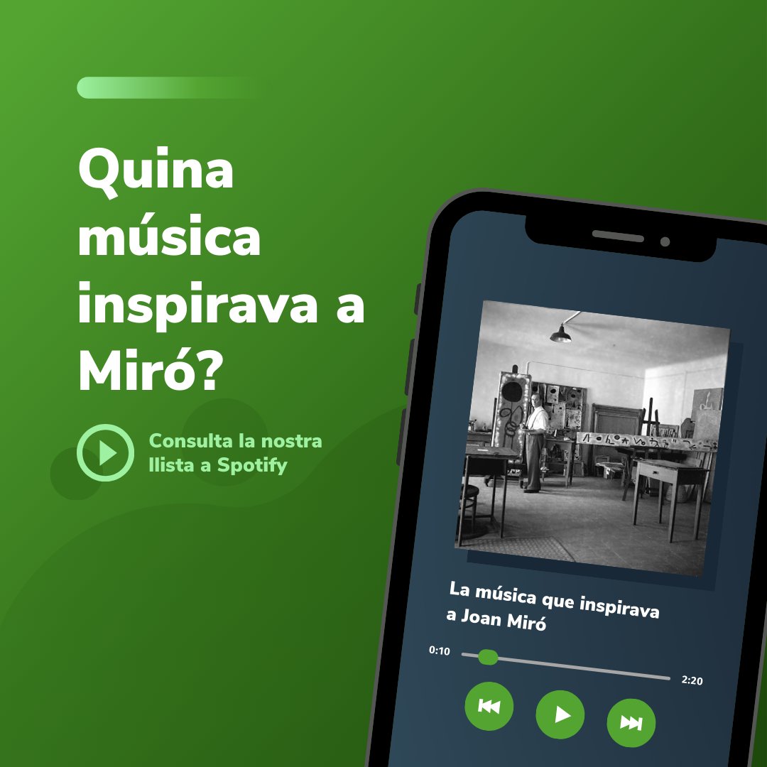 🎻 Quina #música i quins compositors escoltava #JoanMiró? 🎧 Segueix-nos a #Spotify i gaudeix de la #música preferida de l'artista! spoti.fi/36kVPL3 #FundacióMiró