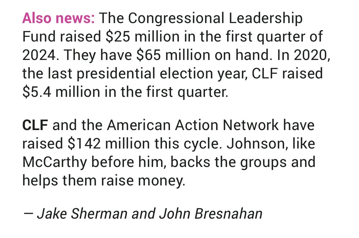 🚨🚨 @CLFSuperPAC raised $25 million in Q1 — FIVE TIMES the $5.4mil raised the last presidential election year — and has $65 million COH! CLF & @AAN have raised a whopping $142 million cycle to date! 💪🏻