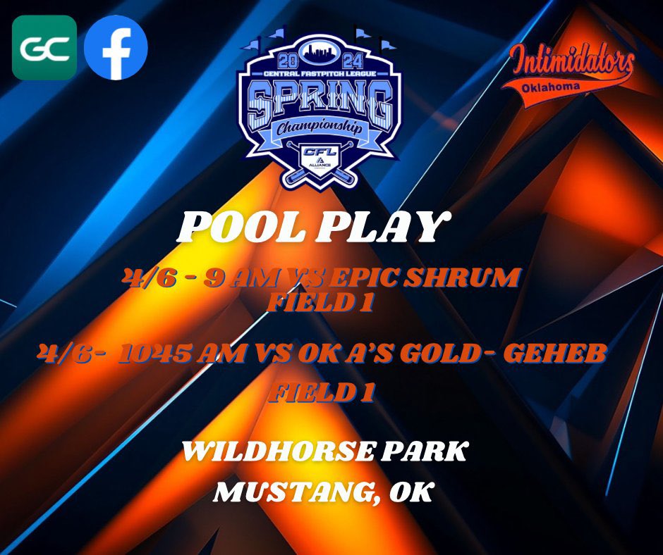 Pool Schedule for Saturday at Mustang! @ChieftainAth @07Intimidators @SoftballDown @DfwSho @SBRRetweets @TopPreps @AcesSpotlight @AScholarsBrand @FastpitchAthRec @Softball_Home @vypeplus @SoftballClips @SBLiveOK