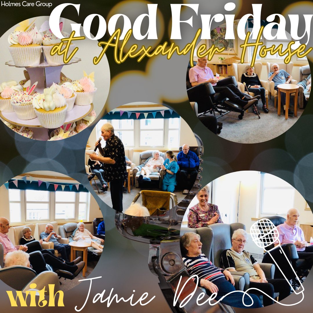 Here are some great photos of how Alexander House celebrated Good Friday with Jamie Dee! 🎤💚 #goodfriday2024 #easter #carehomesuk #socialcare #CareHomeActivities #nursinghome