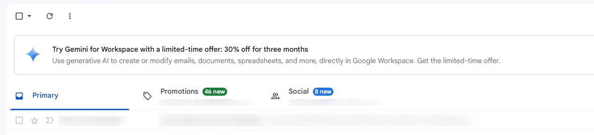 Google promoting Gemini within workspace... I honestly can't recall ever seeing a promo in this spot in my Google Mail account.