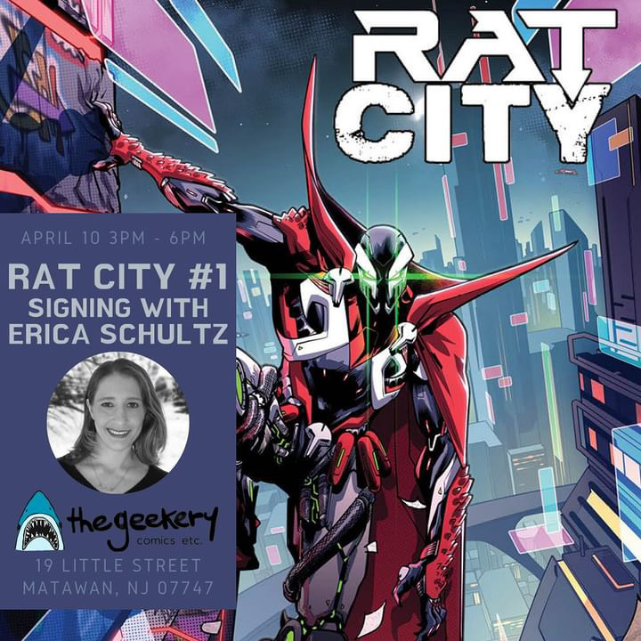 Rat City is out tomorrow from @ImageComics and @McFarlaneComics @zecarlosart and I are SUPER stoked for you to see the sereis! Thanks to @Todd_McFarlane @ThomasHealy and the rest of the TMP crew! And if you're near Matawan, NJ, I'll be signing @thegeekerynj from 3-6!