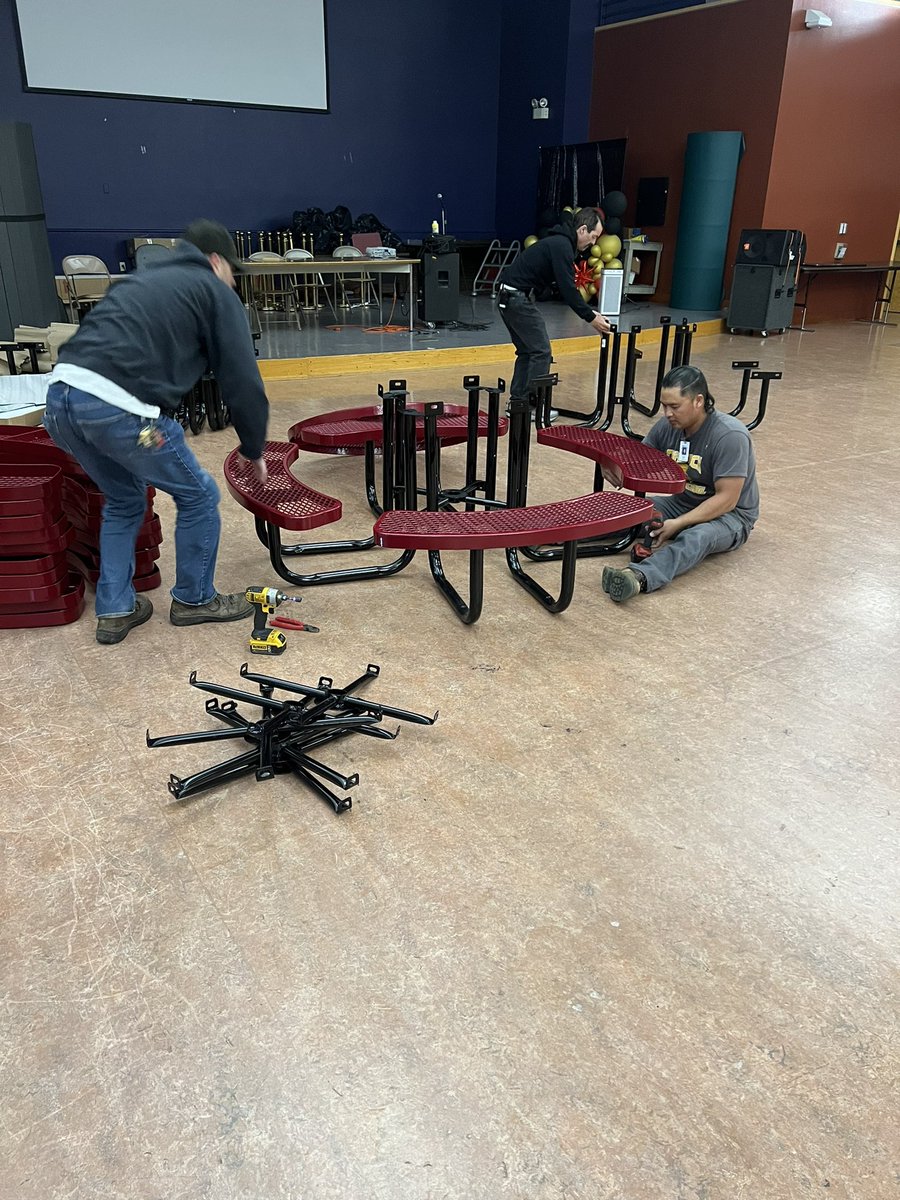 Our quest for outdoor tables is finally complete! 6 more being built this morning. Totaling 11. Thank you to the Miller, Swank and VELLA families for helping us, the Class of 2003 and 2004. My heart is full❤️ <a href="/PinerHighSchool/">Piner High School</a>