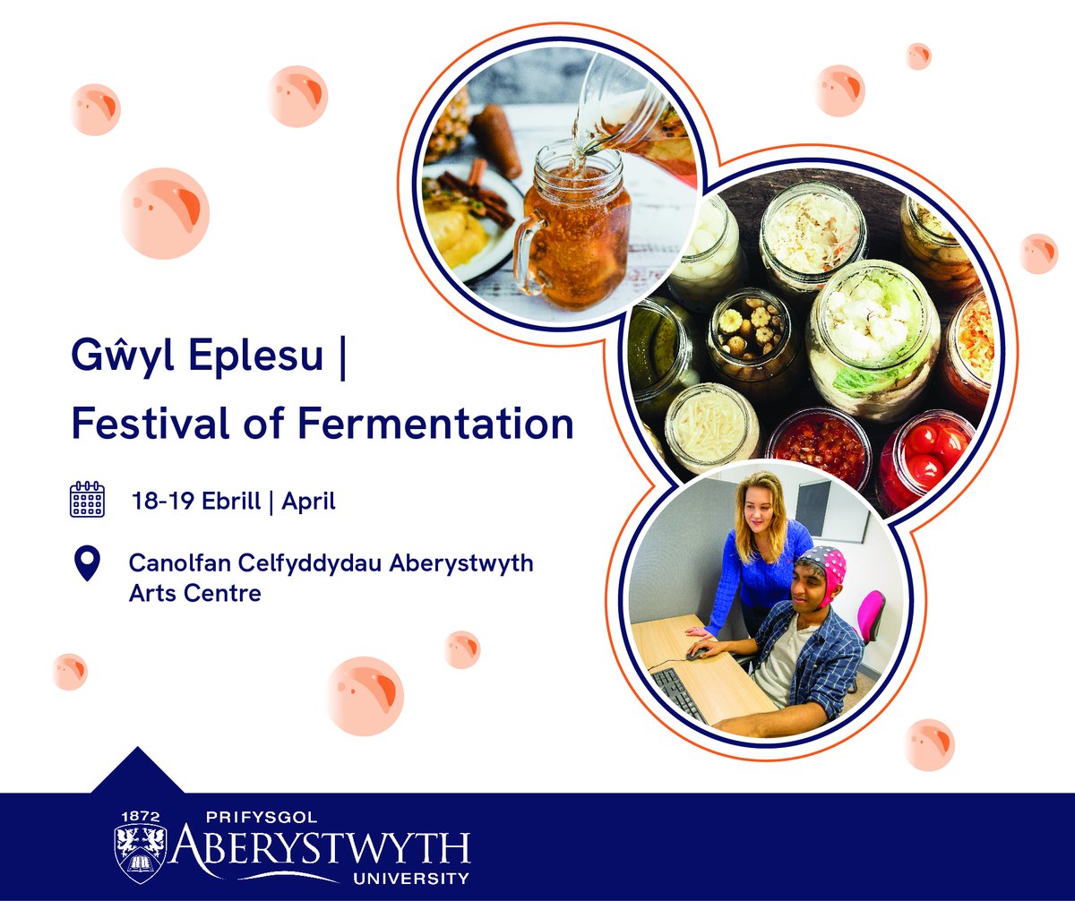 📣2 weeks to go! 🥬Sign up for our Festival of Fermentation and find out more about new research on fermented food and drink. 🗓️18-19 April 📍Aberystwyth Arts Centre 🎟️ Free Register now 👇 eventbrite.co.uk/e/gwyl-eplesu-…