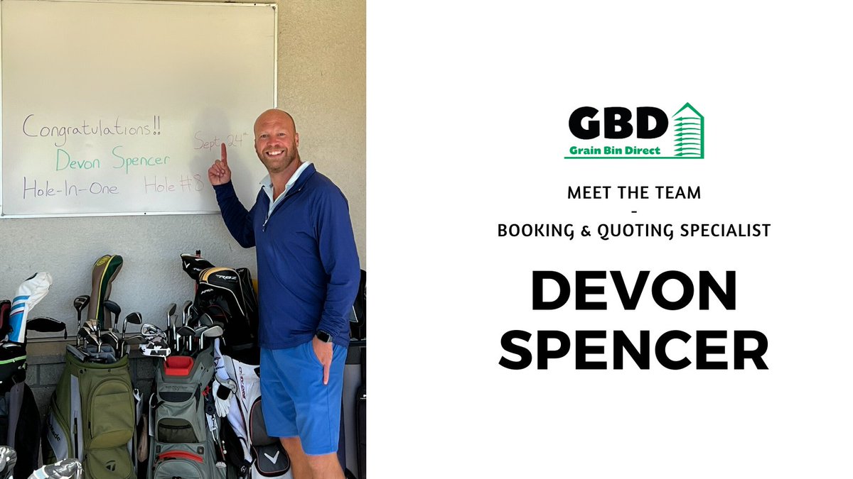 GrainBinDirect's tweet photo. Meet our Quoting and Booking Specialist, Devon! You may recognize him as the Owner, and you’re not wrong!
Devon is proud to lead every customer interaction and although golf season is around the corner, he will always take a call #cdnag #agtwitter #grainstorage #fertilizerstorage https://t.co/IkicpEdl8d