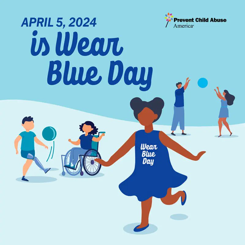 Friday, April 5 is #WearBlueDay, so get your blue on to make #GreatChildhoods happen! #CapMonth2024 #waDCYF