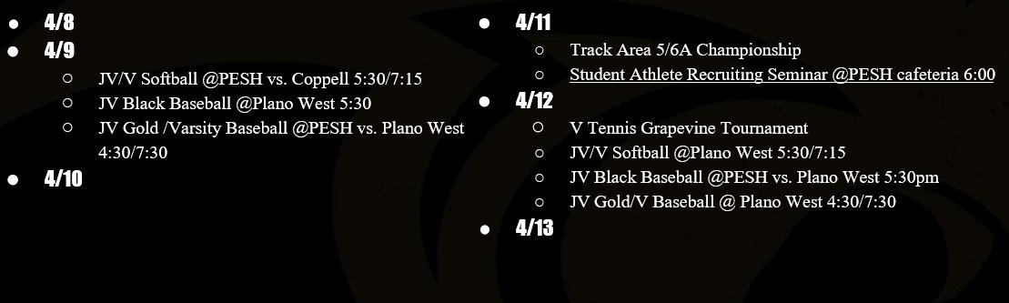 Athletics for the week of April 8th