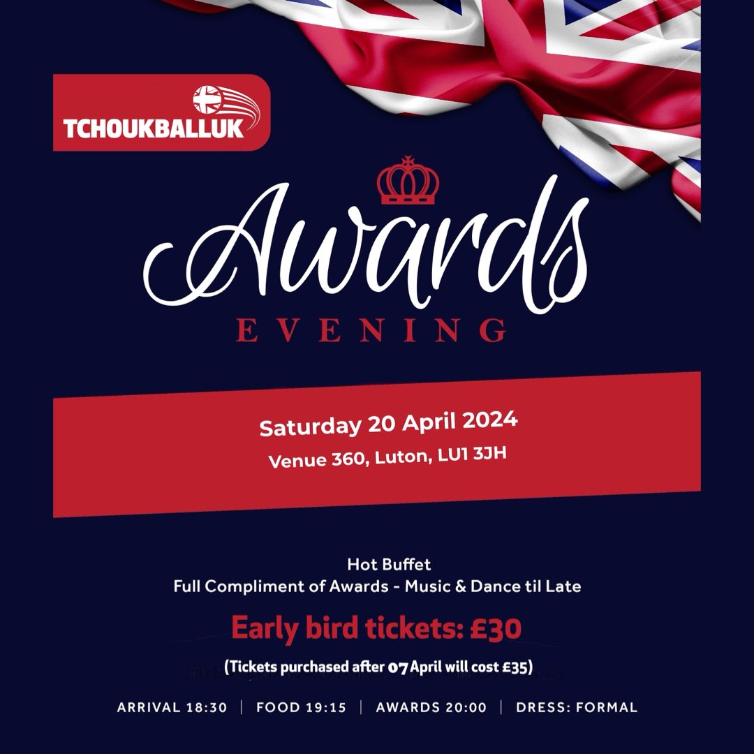 Have you got your tickets yet??? Join the Tchoukball family for our awards evening taking place after Finals Day ~ Saturday 20th April at Venue360 Luton! #sportscommunity #awardsevening #sportforall #tchoukballfamily #finalsday #luton #tchoukballuk #tchoukballukawards