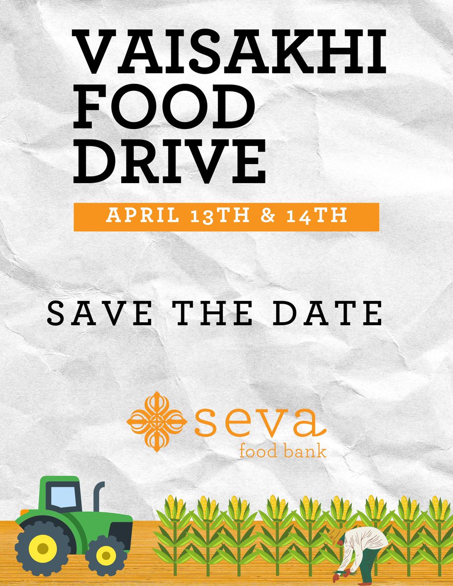 Join us for our Vaisakhi Food Drive on April 13th & 14th! Seva Food Bank locations will be listed closer to the date. Stay tuned for updates. #Vaisakhi #FoodDrive #SevaFoodBank