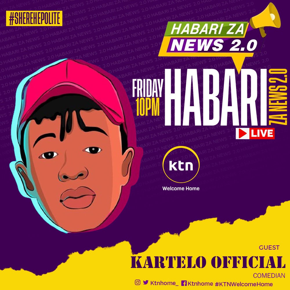 Don't miss the fun this Friday at 10pm on KTN Home with our guest @officialkartelo.. Kumbuka sherehe ni polite! 🥳📷 Hosts: @Hassanii_Umar @shugaboyke1 @timpqaso Producer: @yustaseggy x @SilasKwodi #HabariZaNews 2.0 #KTNWelcomeHome