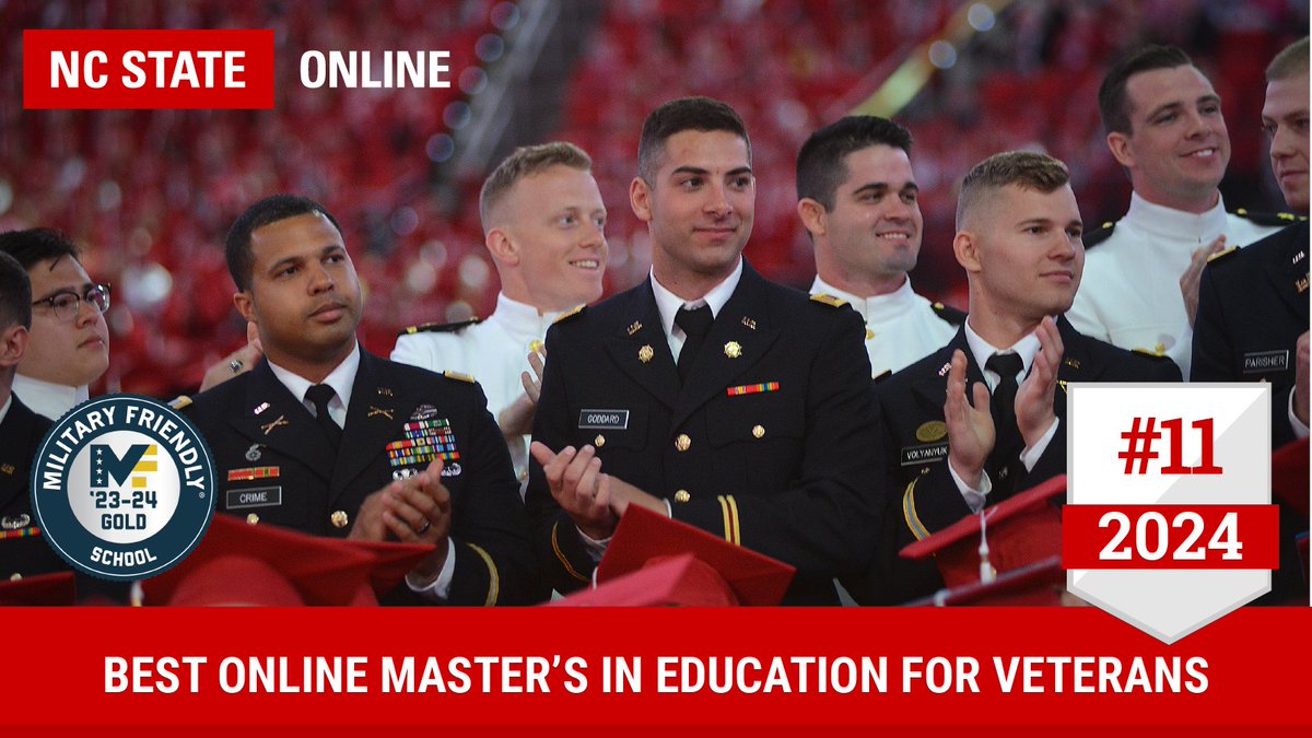 @ncstateced proudly climbed to No. 11 on the U.S. News & World Report 2024 List of Best Online Master’s in Education Programs for Veterans. This achievement underscores our commitment to providing accessible, high-quality education to our nation's veterans and their spouses.