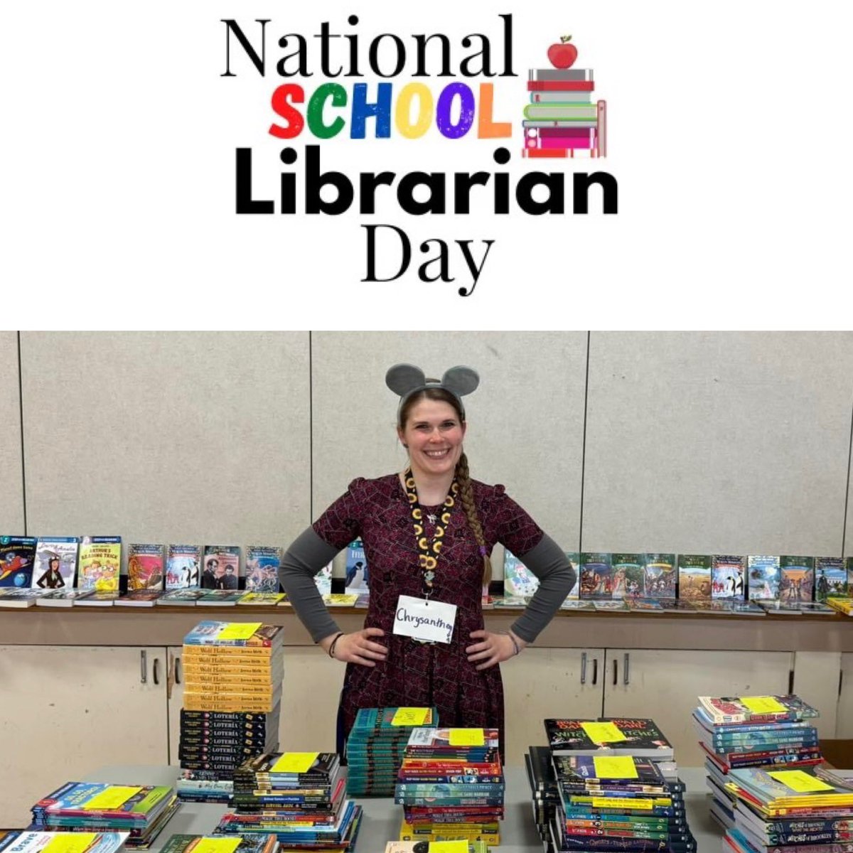 OPS_Harrison's tweet photo. Happy National School Librarian Day to the one and only, Ms. Prieksat!
Books, books, and more books are her life, but we also appreciate the extra she does for students and staff! It doesn’t go unnoticed!
Thank you Ms. Prieksat for helping to make Harrison #SimplyTheBest! https://t.co/MeYIkfE115