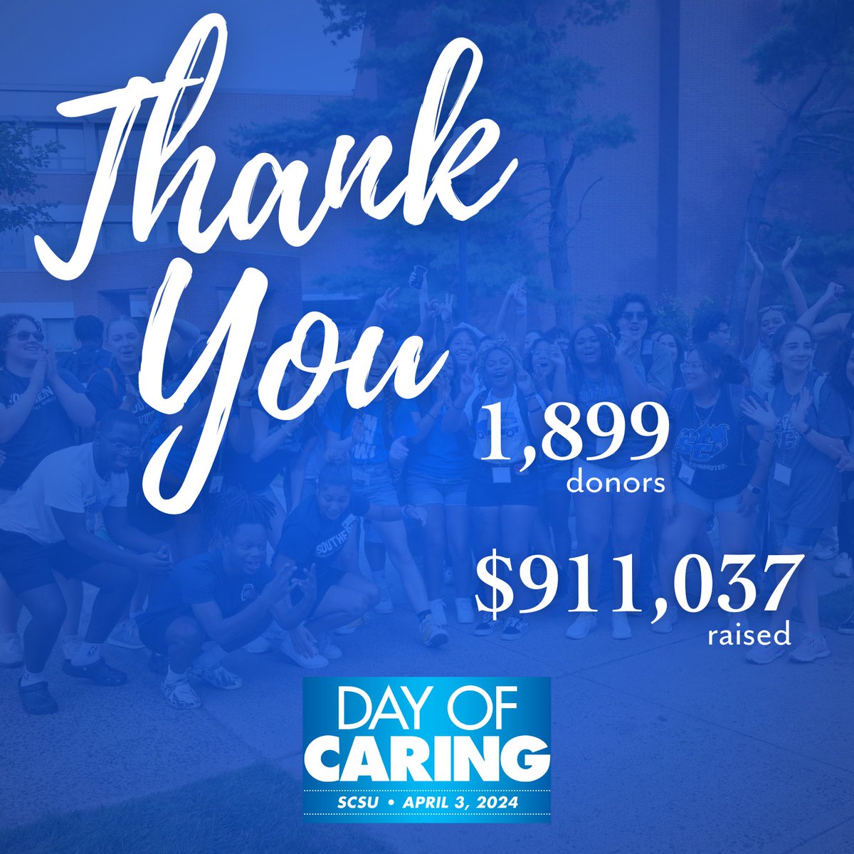 SCSU's tweet photo. ๐๐ผ ๐ป๐๐ป ๐๐, ๐๐๐๐!
Celebrating another record-breaking #SCSUDayofCaring thanks to YOUR generosity and kindness. We raised over $๐ต๐ฌ๐ฌ,๐ฌ๐ฌ๐ฌ together!
On behalf of our campus community, thank you for creating life-changing opportunities for our students.ย #ONESouthern #LeadingTheWay