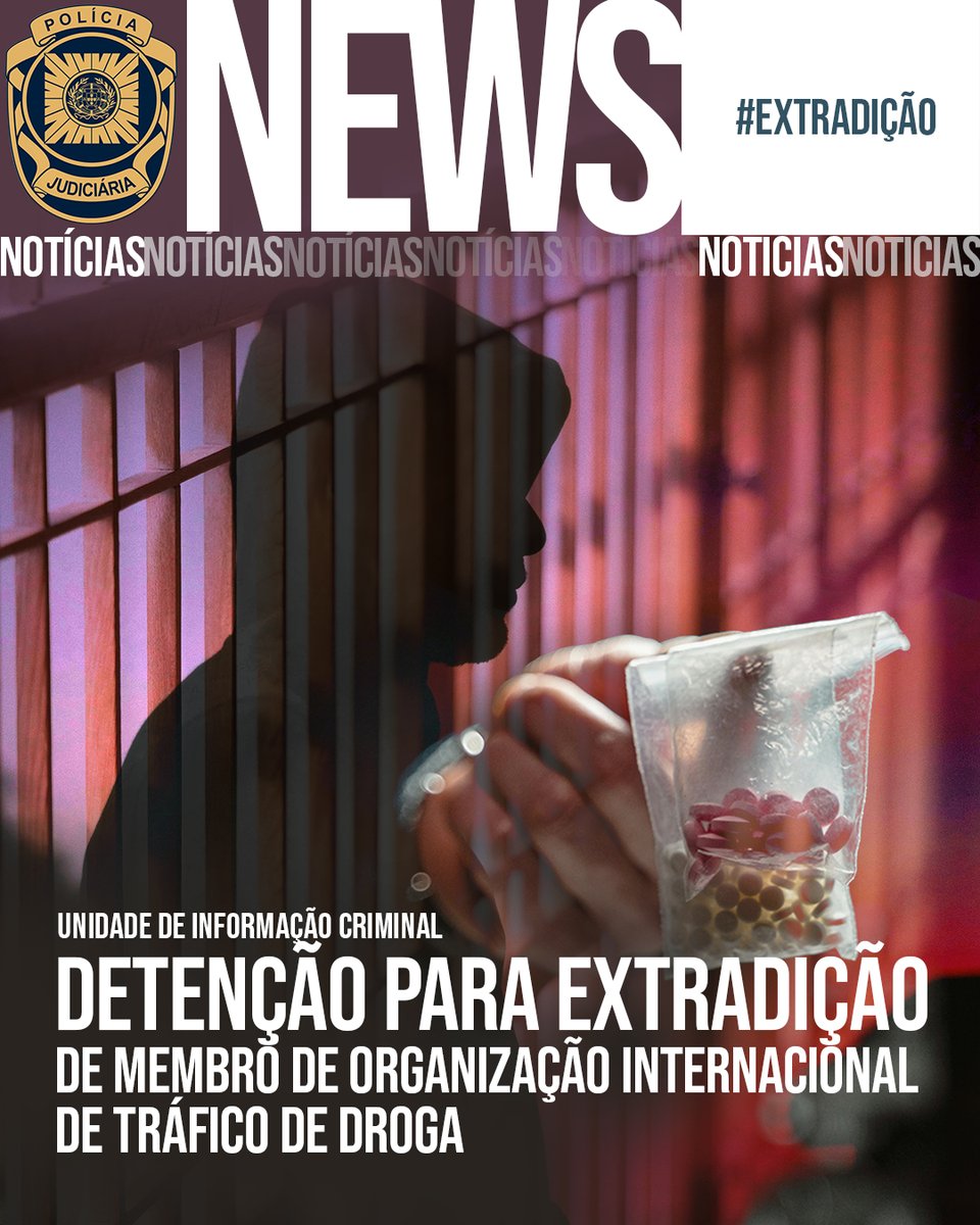 A @PJudiciaria deteve para extradição, um cidadão estrangeiro de 42 anos, membro de uma organização criminosa, foragido à justiça brasileira, acusado da prática do crime de Tráfico Internacional de Estupefacientes. Mais informação aqui 👇 policiajudiciaria.pt/detencao-para-…