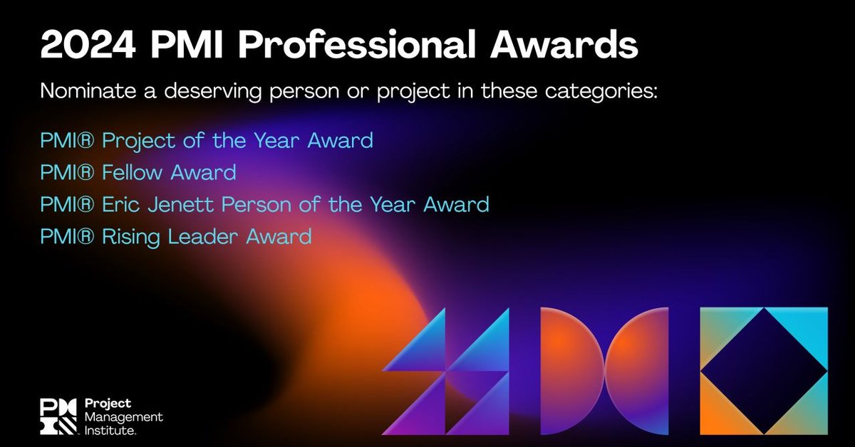 SWOHPMI's tweet photo. It’s your chance to be recognized among the best in project management. Applications for the 2024 #PMIAwards are open until 30 April. Don't miss this opportunity to showcase your success or nominate a deserving person or project! https://t.co/OVVq1nHBBx https://t.co/gZFjtQzlub