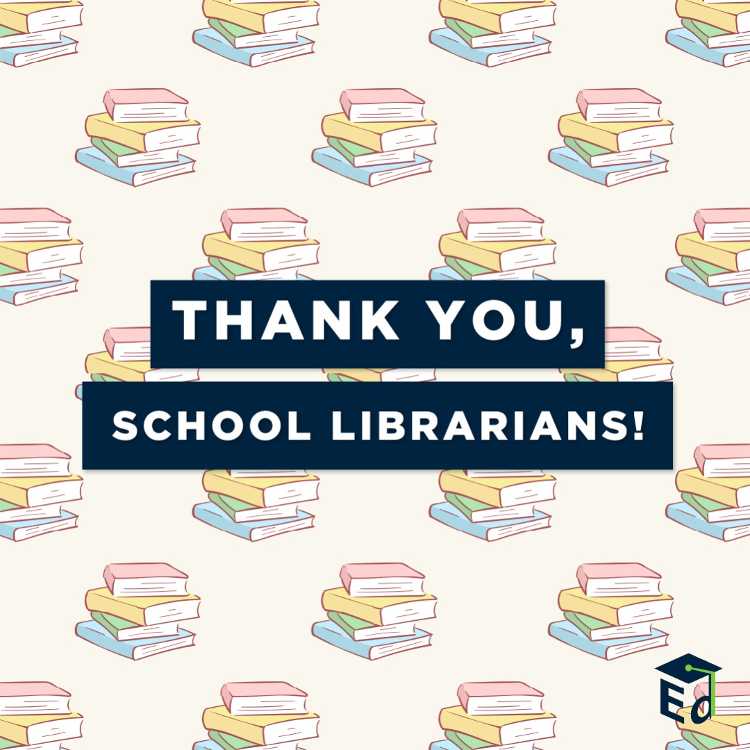 From helping students borrow books,
To recommending research resources, 
To managing multimedia &amp; maker spaces,
Thank you, school librarians, for all the ways you inspire a love for reading &amp; learning in your students!

#SchoolLibrarianDay #ThankYouThursday