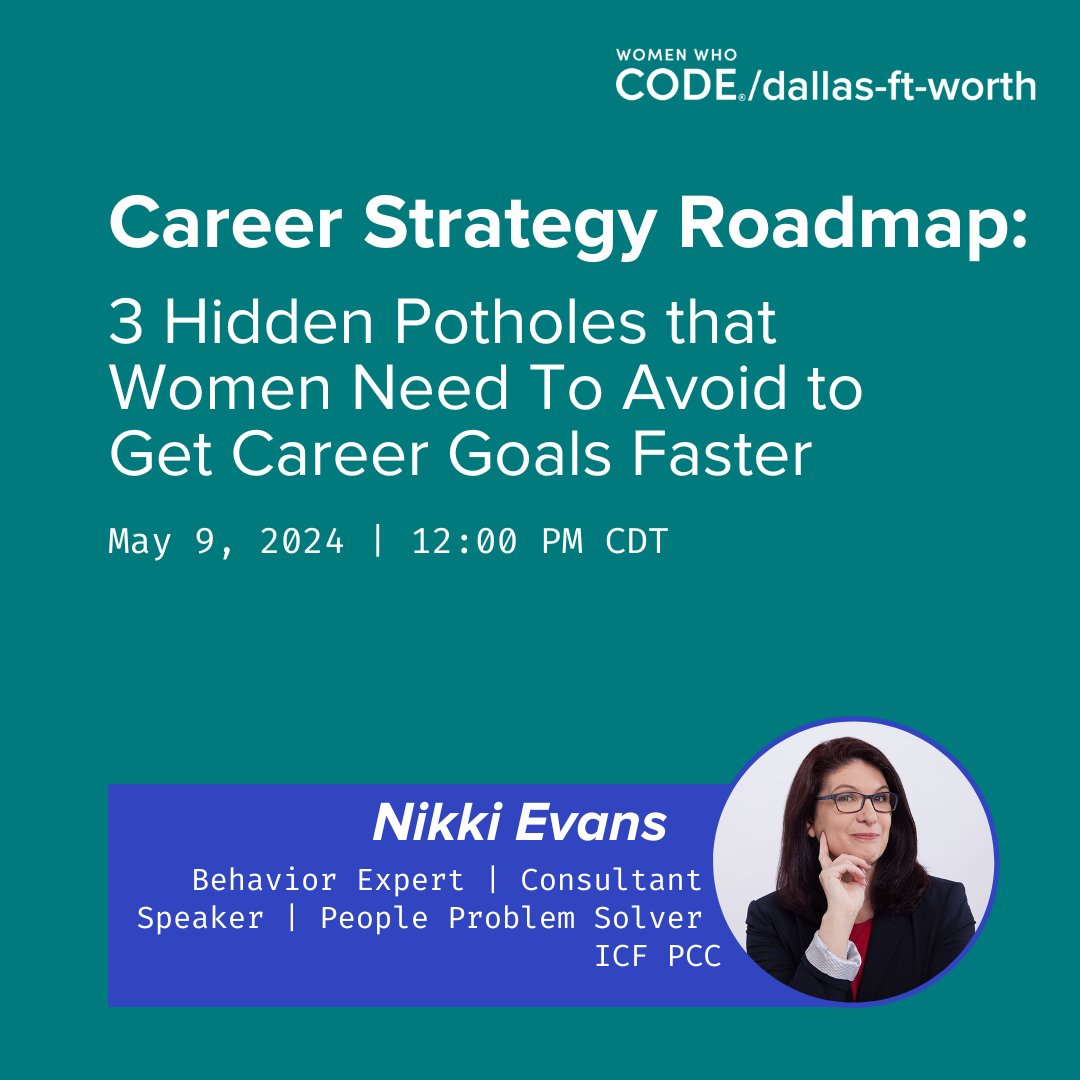 WWCodeDFW's tweet image. 🌟 Join our Lunch &amp;amp; Learn on 5/9 at 12pm CDT: &quot;Career Strategy Roadmap&quot; with Nikki Evans! It&apos;s a must for women in tech aiming for faster career growth. 🚀

📅 RSVP:meetup.com/women-who-code…

Host: @Linda_McGraw 

#WomenWhoCode #CareerDevelopment #TechCareers #Empowerment