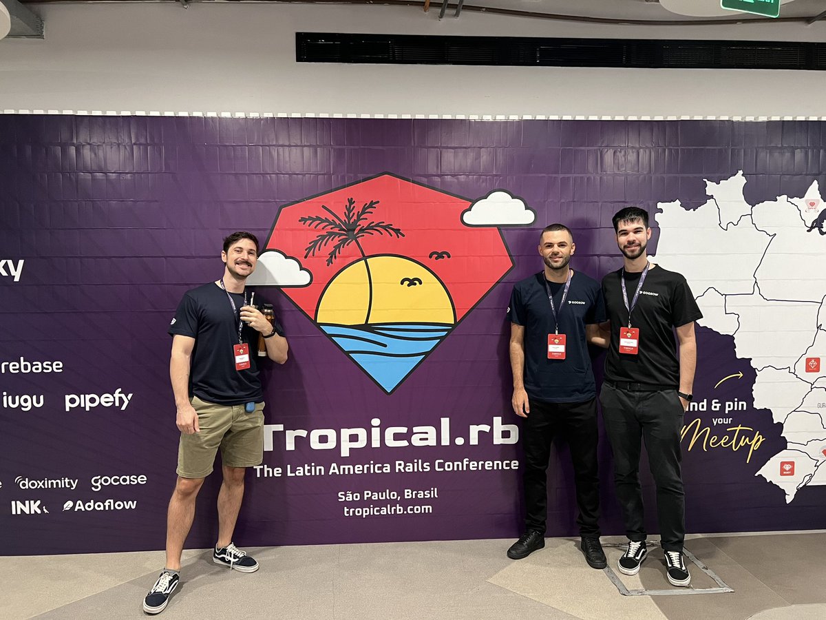 <a href="/gogrow_dev/">GoGrow</a> representing 🇺🇾 at <a href="/tropical_rb/">tropicalonrails</a> in São Paulo 🇧🇷
#ruby #rails