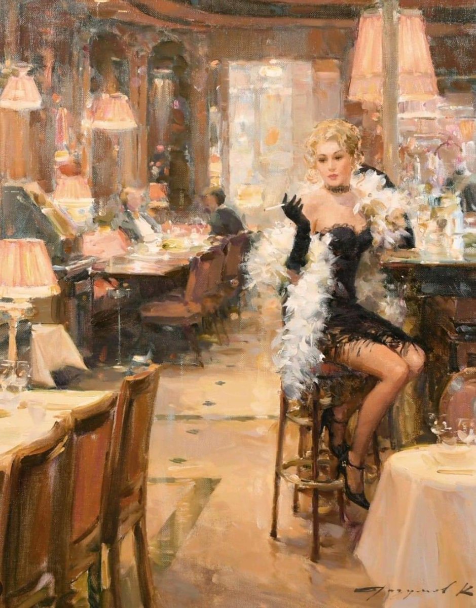 PinarKanat's tweet image. An Elegant Lady waiting at a Bar.
By, Konstantin Razumov,b.1974 .