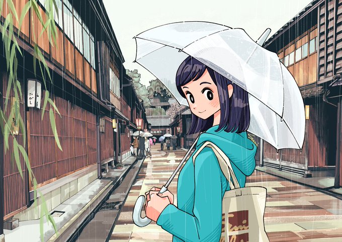 「holding umbrella multiple girls」 illustration images(Latest)