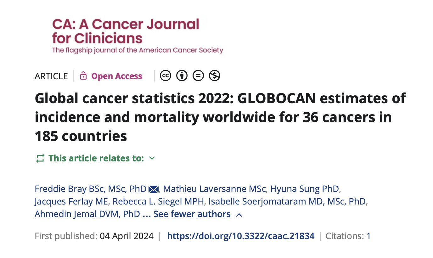 OncoAlert on X: &ldquo;Global Cancer Statistics 2022 out by 