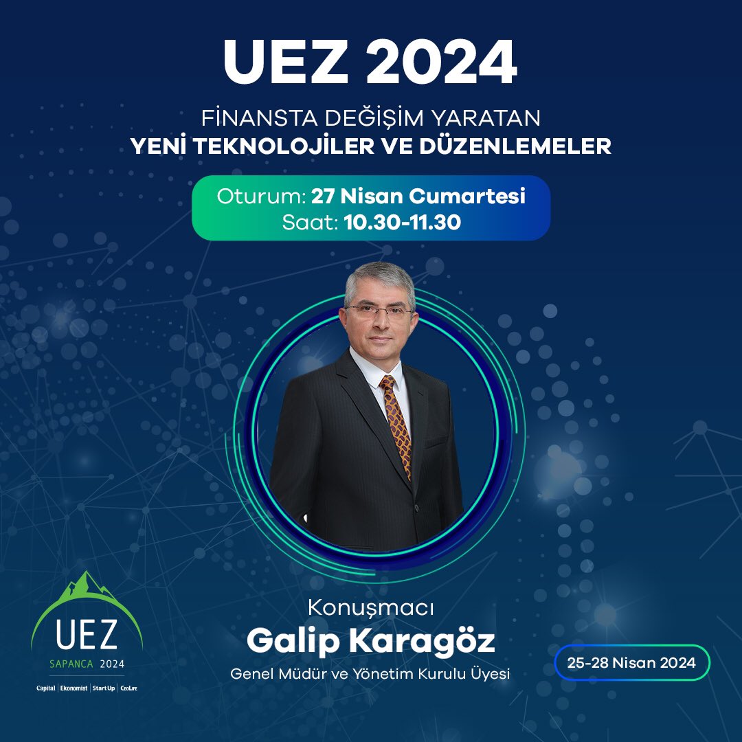 Destek sponsorları arasında yer aldığımız Uludağ Ekonomi Zirvesi 2024’te, Genel Müdürümüz ve Yönetim Kurulu Üyemiz Galip Karagöz “Finansta Değişim Yaratan Yeni Teknolojiler ve Düzenlemeler” oturumunda konuşmacı olarak yer alacak.

#UEZ2024 #UludağEkonomiZirvesi #HayatFinans