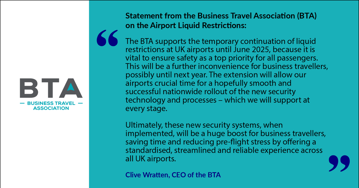 See below the BTA's statement on the Airport Liquid Restrictions ⬇️