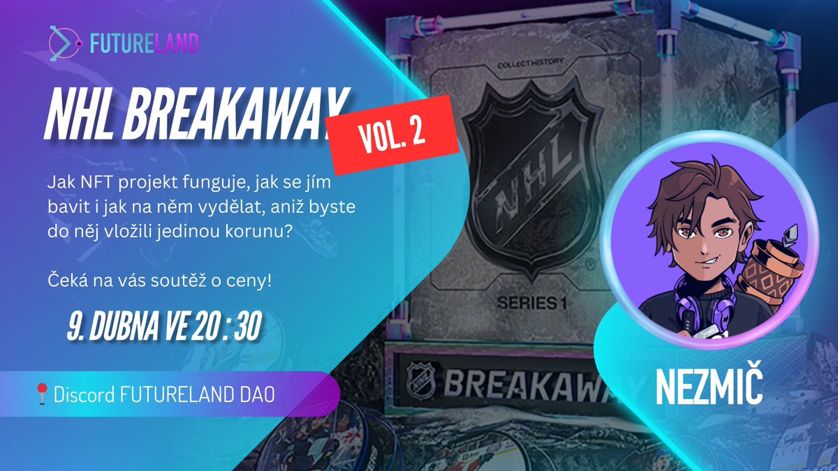 🚨NHL Breakaway Vol. 2!
Pro velký úspěch přidáváme další livestream o projektu od NHL 🏒

Na co se těšit?
💬 stručné představení projektu
🗞️ shrnutí novinek
📈 ukážeme vám strategie, jak na projektu vydělávat
🎉 soutěž o atraktivní ceny!

9.4. ve 20:30 ➡️discord.gg/UHRJyNH4?event…