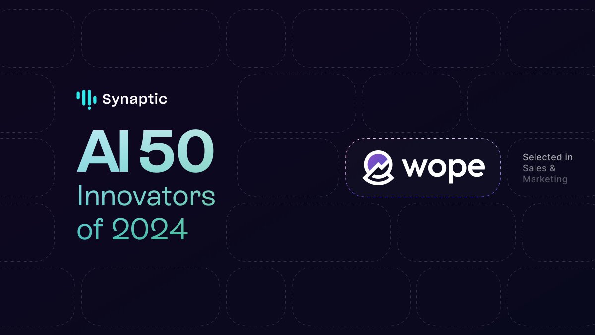 Big News! 🔮 Wope is proud to be named among the @Synaptic_Data Top 50 AI Innovators of the year! A great testament to our innovation in marketing and analytics.