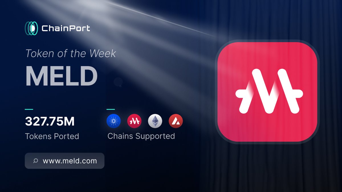 Token of the Week 🌉 $MELD With a recently secured VASP license and a focus on the emerging RWA sector, @onMELD is making waves! Through our bridge, token holders can easily access new DeFi opportunities by bridging MELD across four chains. Bridge smarter with ChainPort 🔥