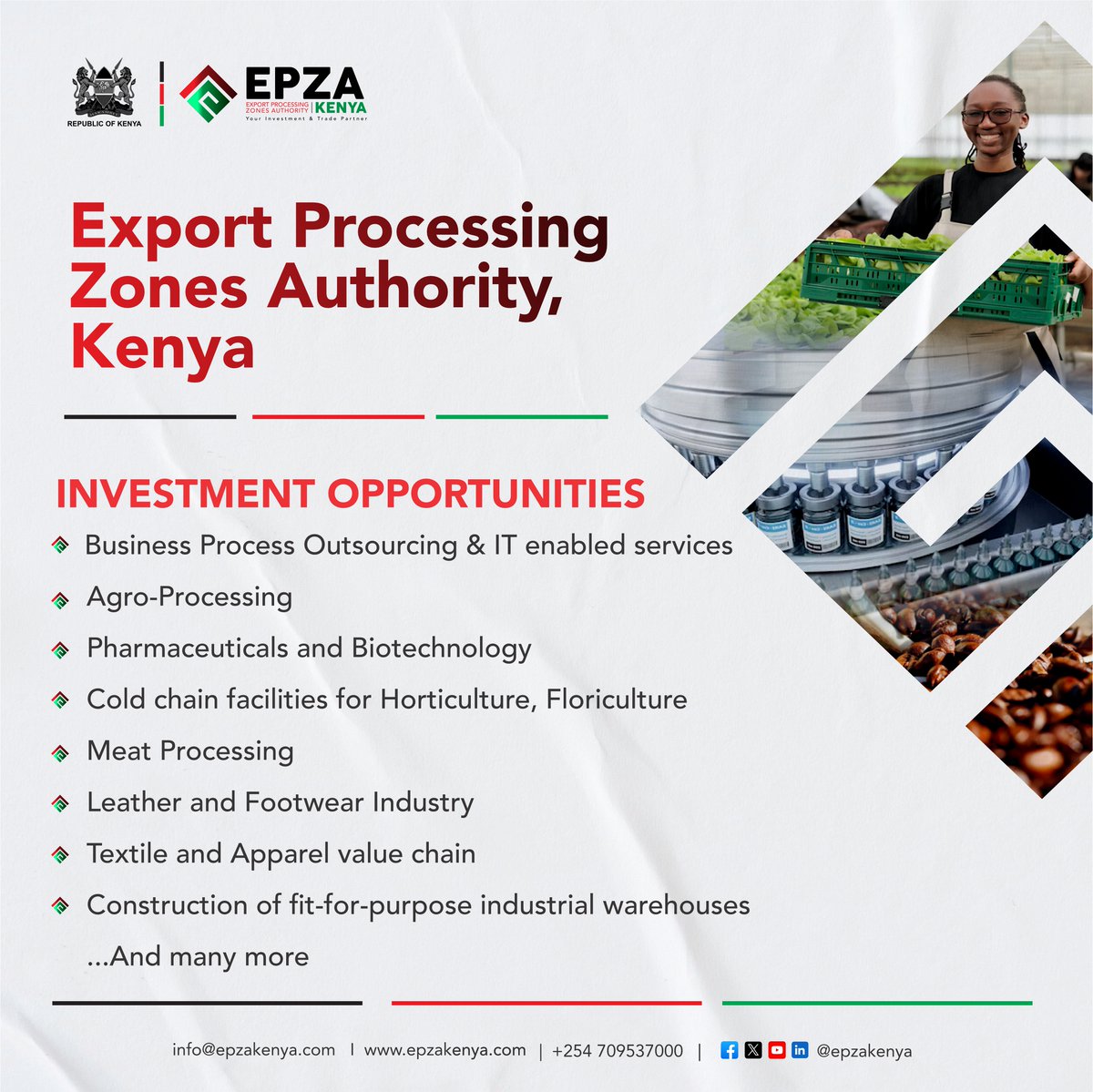 Did you know that there are endless investment opportunities in the EPZ Program? Are you looking into growing and expanding your export oriented business? Contact us. #investments #InvestmentOpportunity #investinkenya #magicalkenya #EPZ