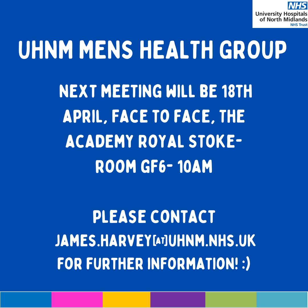 UHNM Men's Health Group 18/04/24 👇 #UHNM #RaisingAwareness #MensHealth #Wellbeing #StrengthInNumbers