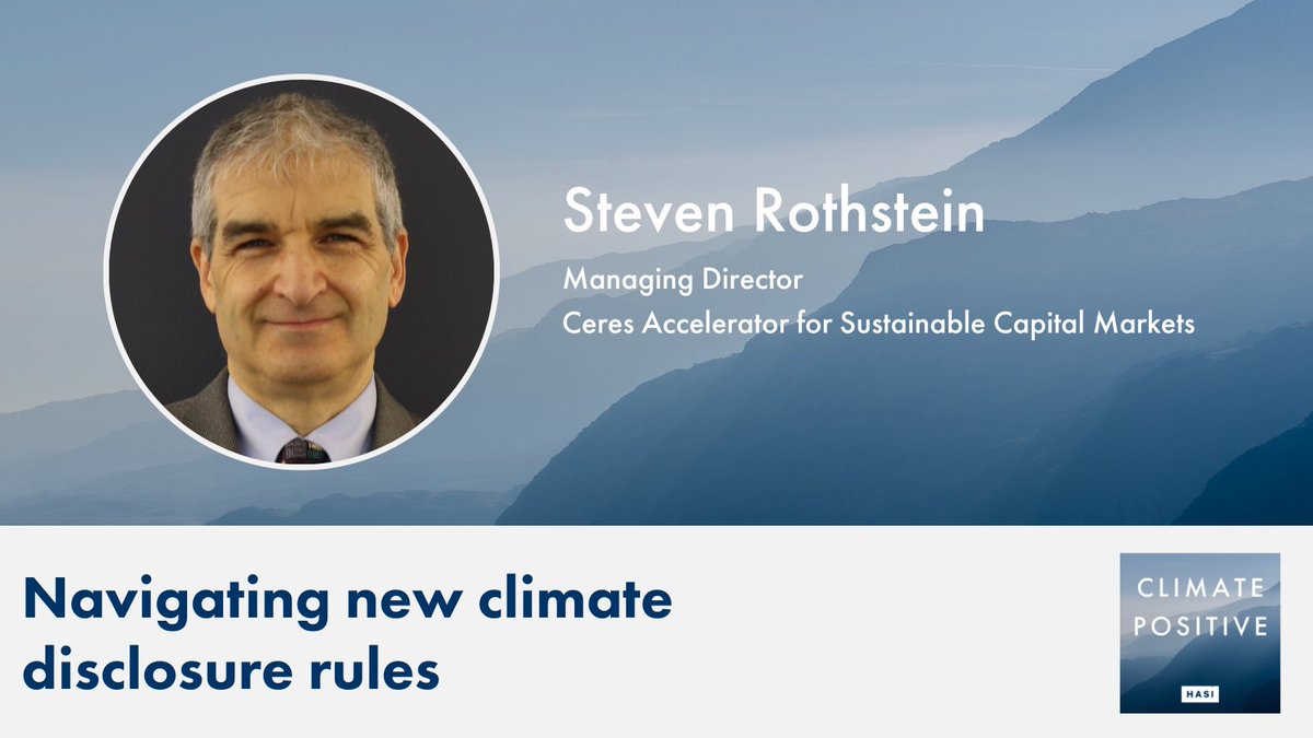 This week, <a href="/stevenrothstein/">Steven Rothstein</a> of <a href="/CeresNews/">Ceres</a> joins @dchadreed on the pod to break down the SEC's groundbreaking new climate-related disclosure rule. 

Tune in wherever you get your podcasts: hasi.com/newsroom/podca…