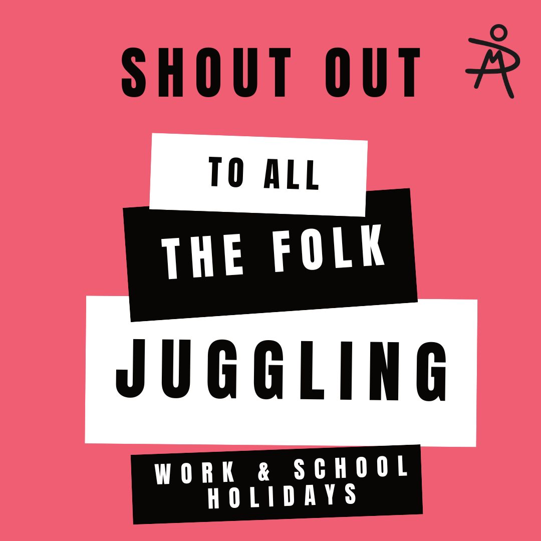 We are you - we see you!

Juggling work and the school holidays is TOUGH. Everyone’s situation is so individual, but the challenge of juggling priorities continues to be an enduring theme. 

Sending you solidarity and an extra 5 mins to finish your cuppa!