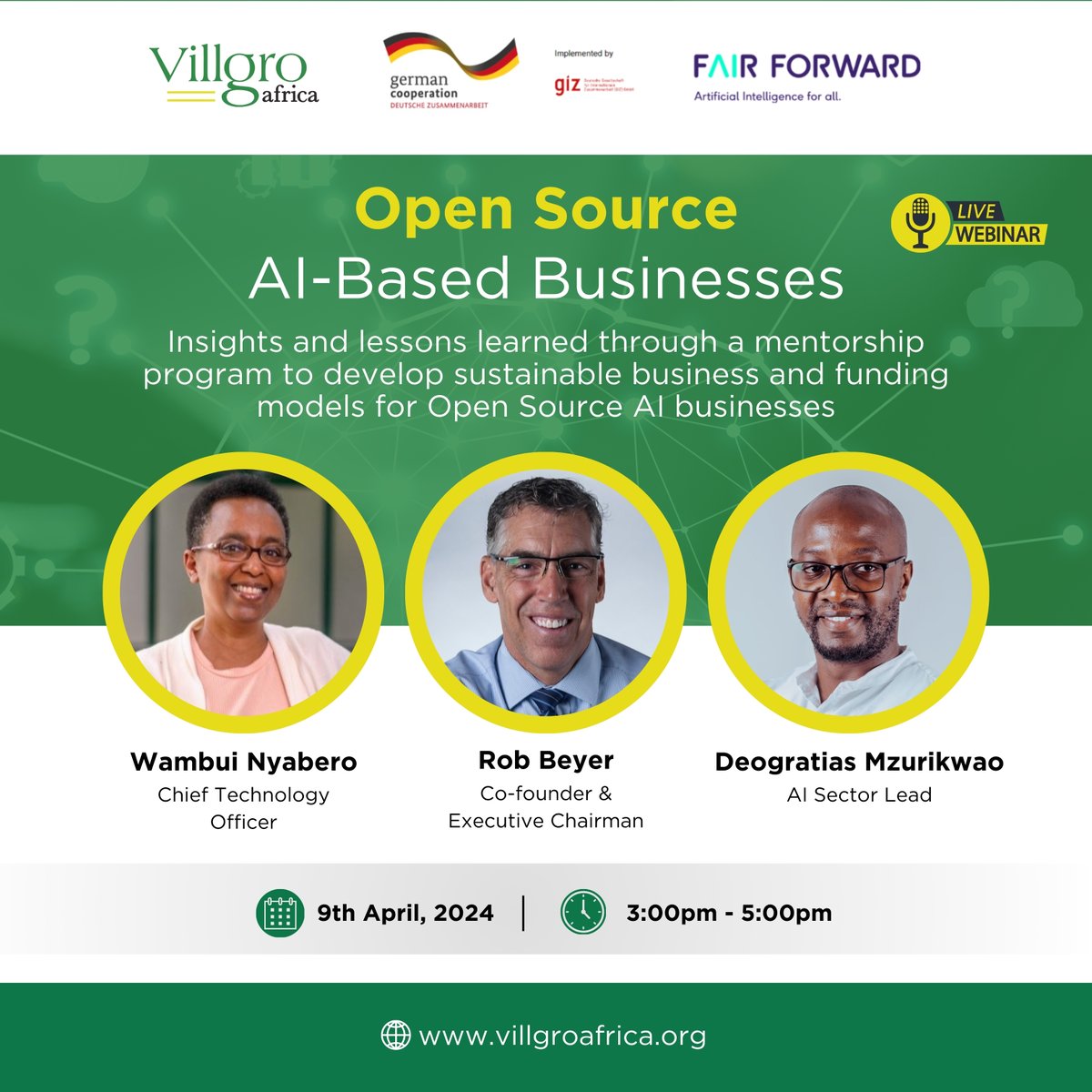 Hear insights and lessons learned from a mentorship program aimed at developing sustainable business and funding models for open-source AI businesses. This webinar will take place on Tuesday, April 9th from 3 pm - 5 pm EAT. We hope to see you there! zoom.us/j/91713091434?…