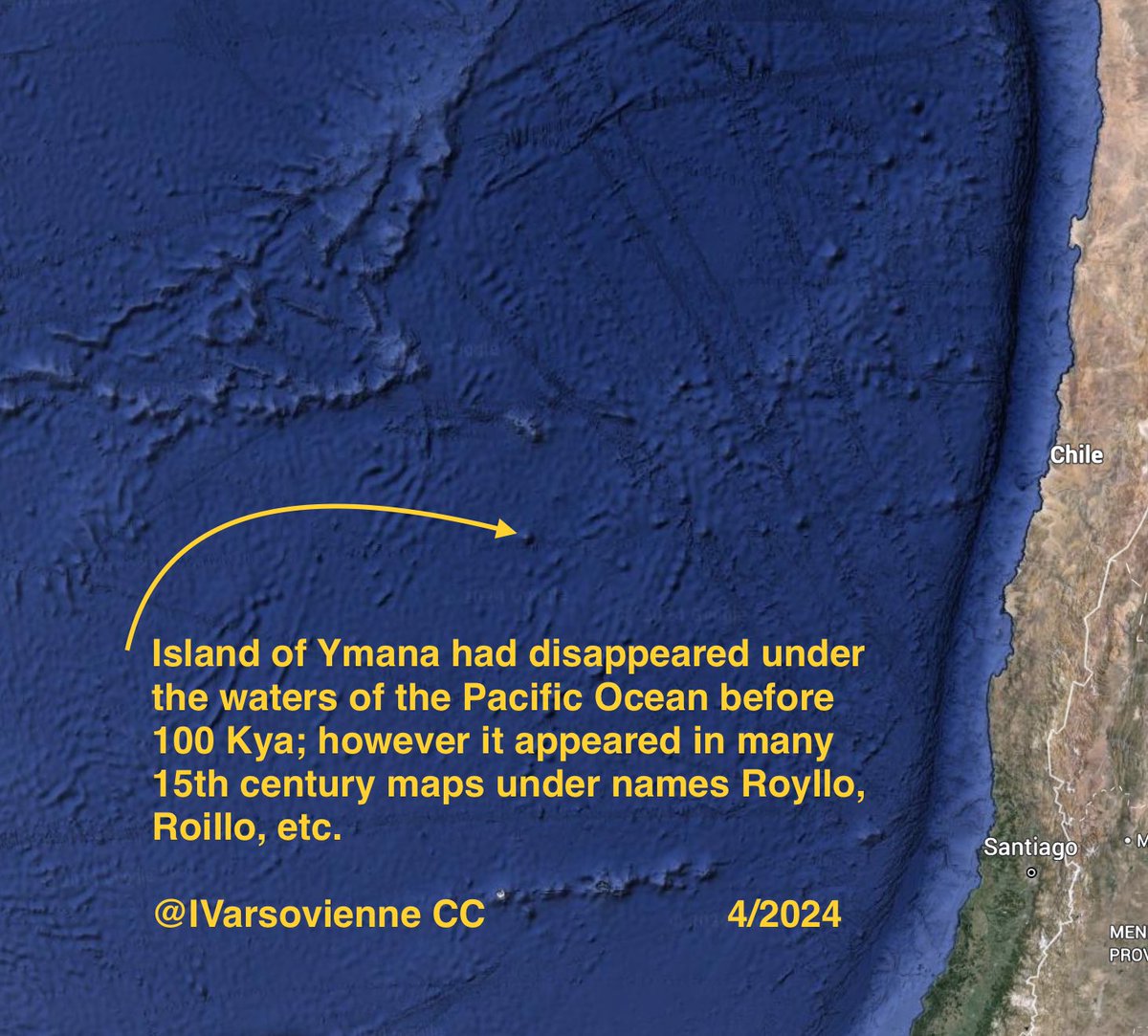 Ymana, the undersea island, shown on maps from the 15th century. #Pacificocean